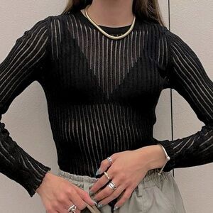 Brand new black sheer knitted sweater, Wudodo Amazon brand. Size XL